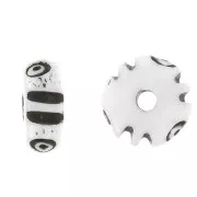 8x4mm Heishi engraved bone rondelles - Natural - Dark brown x10