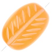 29x19mm resin Olive beads engraved with leaf pattern - Orange x5