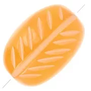 29x19mm resin Olive beads engraved with leaf pattern - Orange x5