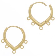 17x16mm Drop leverbak earrings with 5 rings to decorate in brass - Gold Tone x2