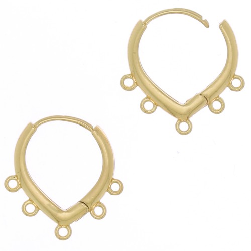 17x16mm Drop leverbak earrings with 5 rings to decorate in brass - Gold Tone x2