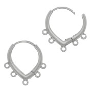 17x16mm Drop leverbak earrings with 5 rings to decorate in brass - Rhodium Tone x2