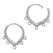 17x16mm Drop leverbak earrings with 5 rings to decorate in brass - Rhodium Tone x2