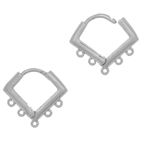 14mm Drop leverbak earrings with 6 rings to decorate in brass - Rhodium Tone x2