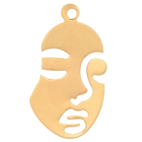20x11mm Face pendant - 3 microns gold plated x1