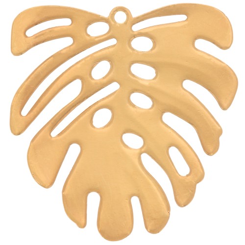 22x21mm Monstera Leaf Pendant - 3 Micron Gold Plated x1
