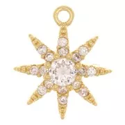12x11mm Star Charm with zirconium oxide - Gold Tone - Crystal x1