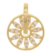 14x11.5mm Round openwork flower pendant with zirconium oxide - Gold Tone - Crystal x1|raw }}