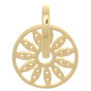 14x11.5mm Round openwork flower pendant with zirconium oxide - Gold Tone - Crystal x1