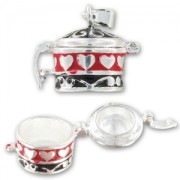 Epoxy Enamelled charm wishes box 18mm Silver/Black x1|raw }}