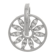 14x11.5mm Round openwork flower pendant with zirconium oxide - Rhodium - Crystal x1|raw }}