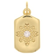 17x10mm rectangle plate Pendant - star pattern with zirconium oxide - Gold Tone - Crystalx1|raw }}