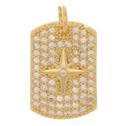 16x11mm Pendant rectangle plate with zirconium oxide and star - Gold Tone - Crystal x1|raw }}