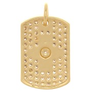 16x11mm Pendant rectangle plate with zirconium oxide and star - Gold Tone - Crystal x1