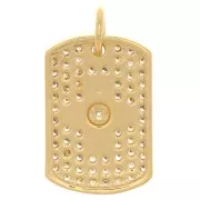 16x11mm Pendant rectangle plate with zirconium oxide and star - Gold Tone - Crystal x1