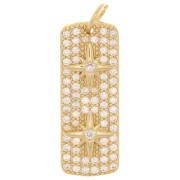 28x10.5mm rectangle plate with zirconium oxide and 2 stars Pendant - Gold Tone - Crystal x|raw }}