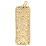 28x10.5mm rectangle plate with zirconium oxide and 2 stars Pendant - Gold Tone - Crystal x