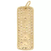 28x10.5mm rectangle plate with zirconium oxide and 2 stars Pendant - Gold Tone - Crystal x