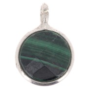 7mm 925 Sterling Silver Round Faceted Charm - Malachite x1