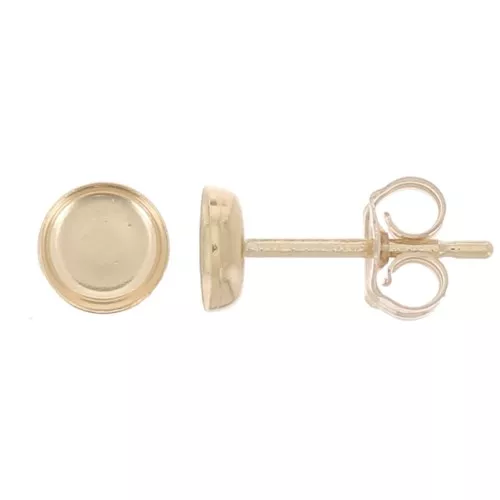 Gold Filled Round earstuds for 4mm cabochon x2
