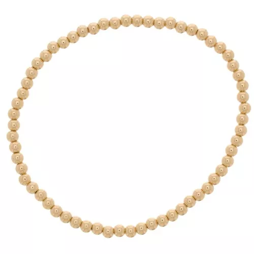 Elastic bracelet with round beads 3 mm - Gold filled x1