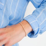 Elastic bracelet with round beads 3 mm - Gold filled x1