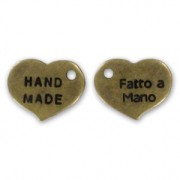 Heart charm Hand Made/Fatto a Mano 11mm Bronze tone x1|raw }}