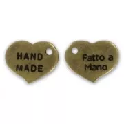 Heart charm Hand Made/Fatto a Mano 11mm Bronze tone x1
