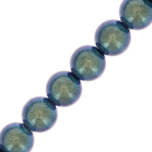 4mm Preciosa Pearls - Round Maxima - Pearlescent Peacock Green x30