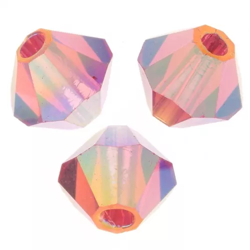 4mm Preciosa Crystal Bicones - MC Bead Rondell - Indian Pink AB 2X x30