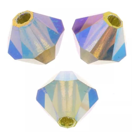 4mm Preciosa Crystal Bicones - MC Bead Rondell - Olivine AB 2X x30