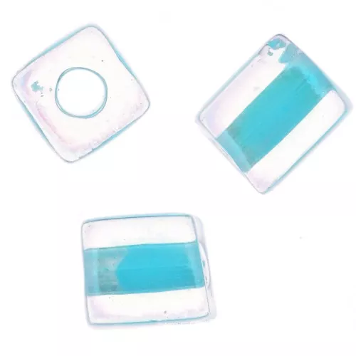 4mm Cubes Miyuki SB4-278 - Crystal AB Aqua Lined x10g