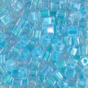 4mm Cubes Miyuki SB4-278 - Crystal AB Aqua Lined x10g