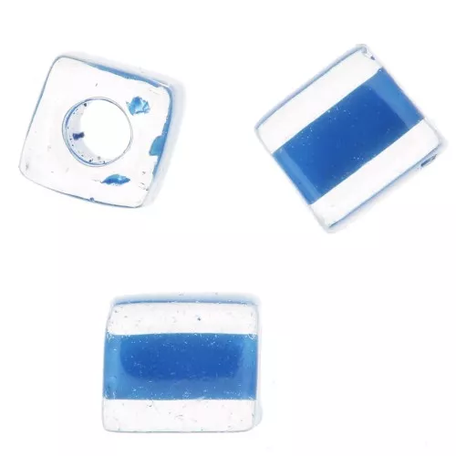 4mm Cubes Miyuki SB4-238 - Crystal Blue Lined x10g
