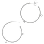 32mm Twisted wire hoop earrings with 2 open rings - Silver Tone x2|raw }}