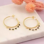 32mm Twisted wire hoop earrings with 2 open rings - Silver Tone x2