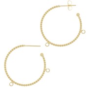 32mm Twisted wire hoop earrings with 2 open rings - Gold Tone x2