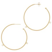 52mm Twisted wire hoop earrings with 2 open rings - Fine Gold plated x2|raw }}