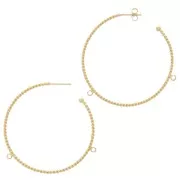 52mm Twisted wire hoop earrings with 2 open rings - Fine Gold plated x2