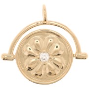 20x21mm Reversible pendant - Flower Pattern - 3 microns gold plated x1|raw }}