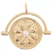 20x21mm Reversible pendant - Flower Pattern - 3 microns gold plated x1