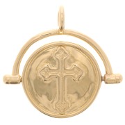 20x21mm Reversible pendant - Cross Pattern - 3 microns gold plated x1|raw }}