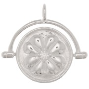 20x21mm 925 Sterling Silver Reversible Pendant - Flower Pattern x1