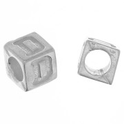 5mm 925 Sterling Silver alphabet letter cube bead with large hole - D x1|raw }}