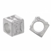 5mm 925 Sterling Silver alphabet letter cube bead with large hole - H x1|raw }}