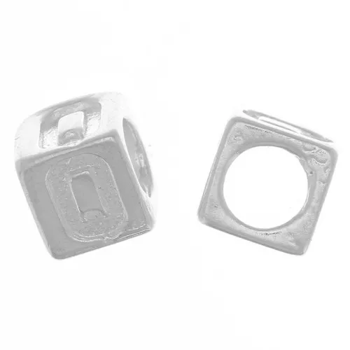 5mm 925 Sterling Silver alphabet letter cube bead with large hole - Q x1