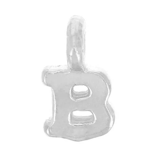 8mm 925 Sterling Silver Charm letter alphabet with closed ring - B x1