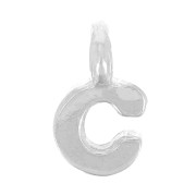 8mm 925 Sterling Silver Charm letter alphabet with closed ring - C x1