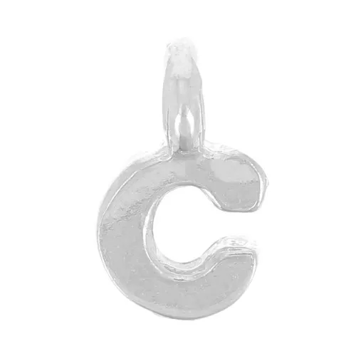 8mm 925 Sterling Silver Charm letter alphabet with closed ring - C x1