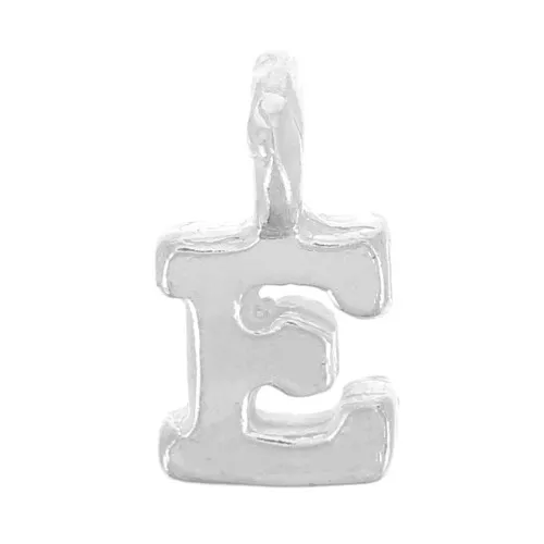8mm 925 Sterling Silver Charm letter alphabet with closed ring - E x1